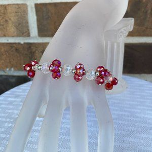 Handmade Red & White Rondelle Bead Bracelet